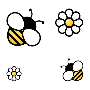Honey bees with flowers vector Stock Illustration
