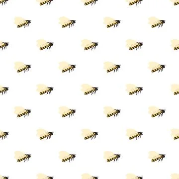 Honey bees flying creating a seamless pattern background イラスト素材