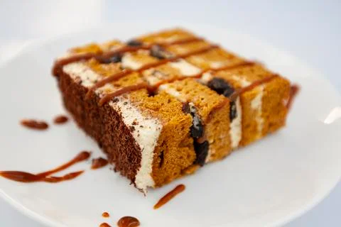 Honey cake slice Stock Photos