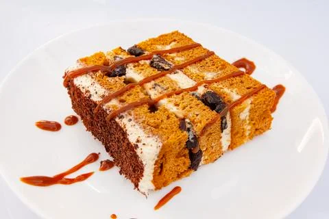 Honey cake slice Stock Photos