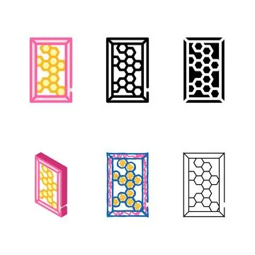 Honey comb color icon vector looks flat Stock Illustration