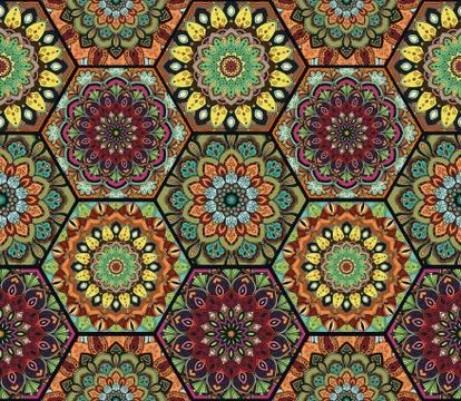 Honey Comb Hex Pattern Flower Complex 1 Illustration