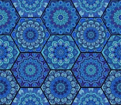 Honey Comb Hex Pattern Flower Complex 3 Stock-Illustration