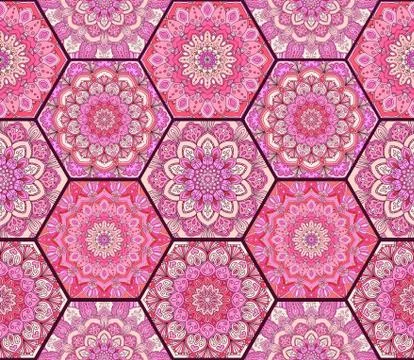 Honey Comb Hex Pattern Flower Complex 4 イラスト素材