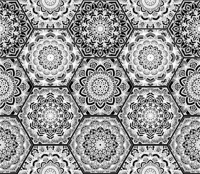 Honey Comb Hex Pattern Flower White Illustrazione stock