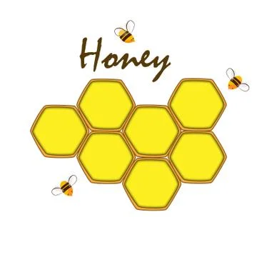Honey Comb Label Template, Design Vector, Emblem, Bee Farming Concept, Creative Stock Illustration