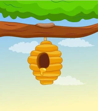 Honey comb on tree Stock Illustration