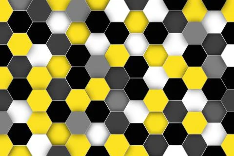 Honey combs graphic background in yellow, black and grey colors. Stock Illustration