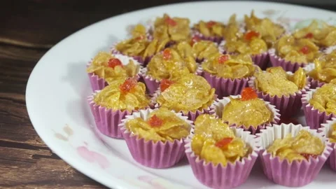 Honey Cornflakes Kuih Raya Stock Footage 131532095