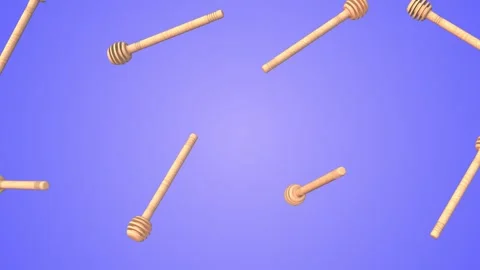 Honey Dipper 3D Falling Animation. Honey Wand, Stick, Spoon, Drizzler. 4K Stock Footage 286332945
