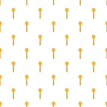 Honey dipper repeating pattern on white background Stock Illustration