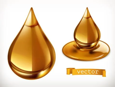 Honey drop. 3d vector icon set Stock Illustration