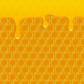 Honey drops honeycomb background Stock Illustration