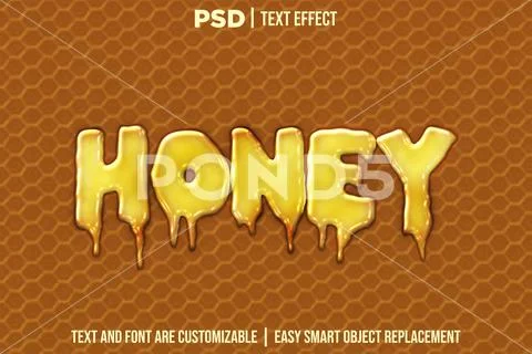 HONEY editable text effect PSD photoshop format PSD Template