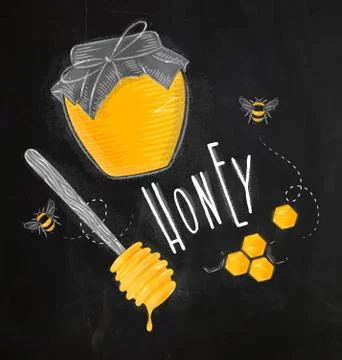 Honey elements chalk Stock Illustration