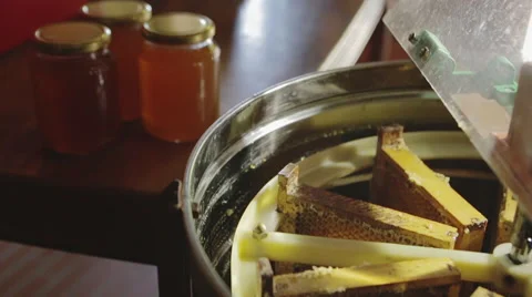 Honey extractor at work Stock Footage 54602652
