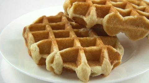 Honey flows waffles Stock-Footage 83041971