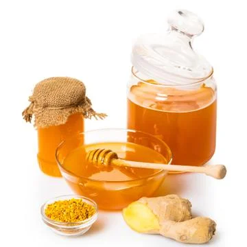 Honey with ginger Stock Photos