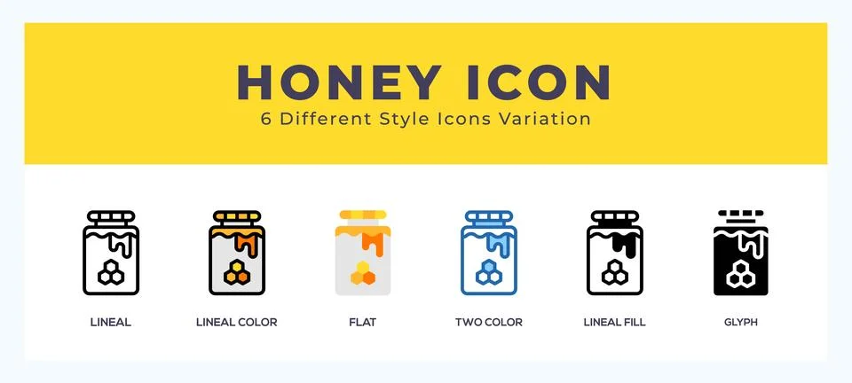 Honey icon set. Design elements for logo Illustrazione stock