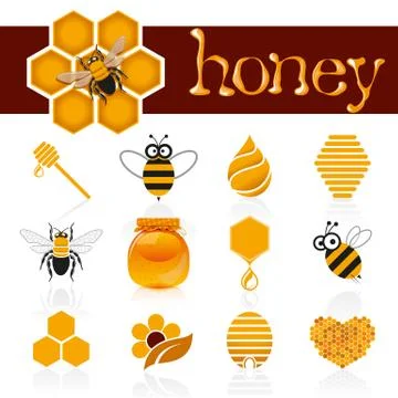 Honey icon set Stock Illustration