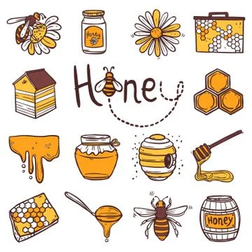 Honey Icons Set Stock Illustration