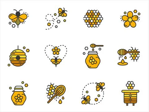 Honey icons set. Stock Illustration