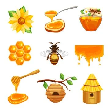 Honey Isolated Icon Set Stock Illustration