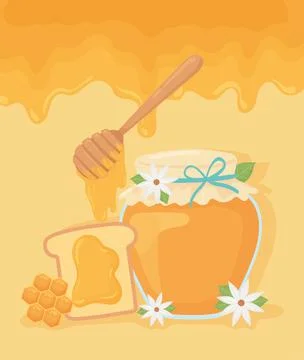 Honey jar bread Stock Illustration