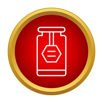 Honey jar icon with dipper on red circle Stockillustratie