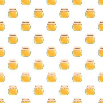 Honey jars seamless pattern with natural sweet food Stock Illustration