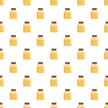 Honey jars seamless pattern repeating objects background Stock Illustration