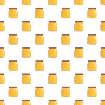 Honey jars seamless pattern with sweet golden syrup Stock Illustration