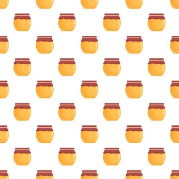Honey jars seamless pattern with sweet food packaging Illustrazione stock