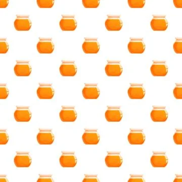 Honey jars seamless pattern on white background Stock Illustration