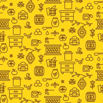 Honey outline icon seamless vector pattern Illustrazione stock