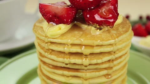 Honey On Pancakes Stock Footage 1045813