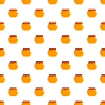 Honey pots seamless pattern on white background 스톡 일러스트