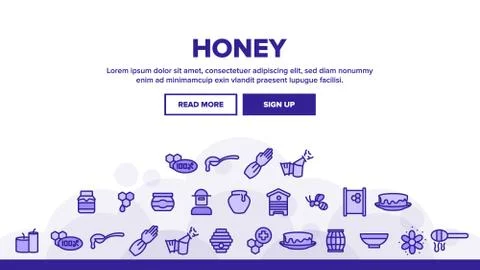 Honey Product Landing Header Vector 스톡 일러스트