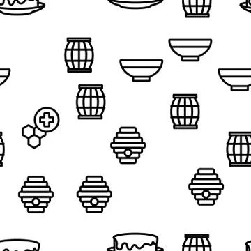 Honey Product Vector Seamless Pattern 스톡 일러스트