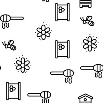 Honey Product Vector Seamless Pattern 스톡 일러스트