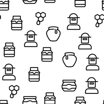 Honey Product Vector Seamless Pattern 스톡 일러스트