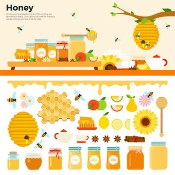 Honey products on the table Stock Illustration