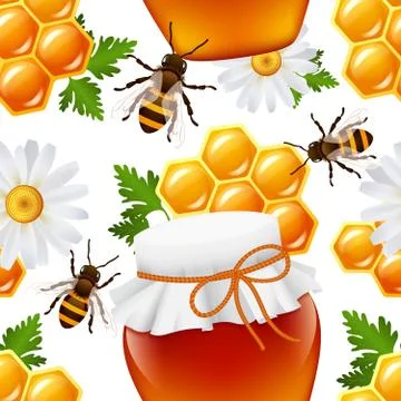 Honey seamless pattern Illustration