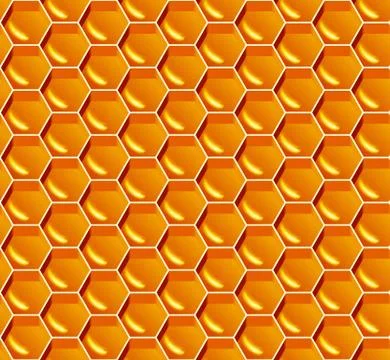 Honey seamless pattern. Vector yellow honeycomb background. Stock Illustration