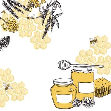 Honey set. Vector background. Stock Illustration
