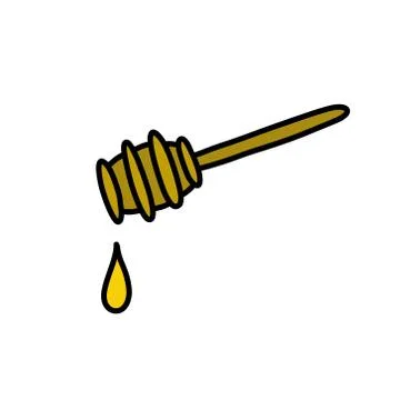 Honey spoon doodle icon, vector color illustration Stock Illustration