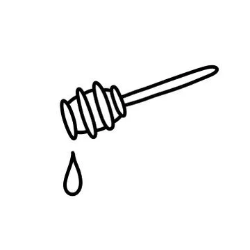 Honey spoon doodle icon, vector line illustration Stock Illustration