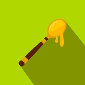 Honey spoon flat icon Stock Illustration