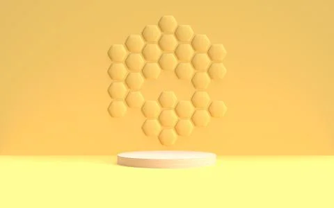 Honey style podium with hexagonal background Stock Illustration