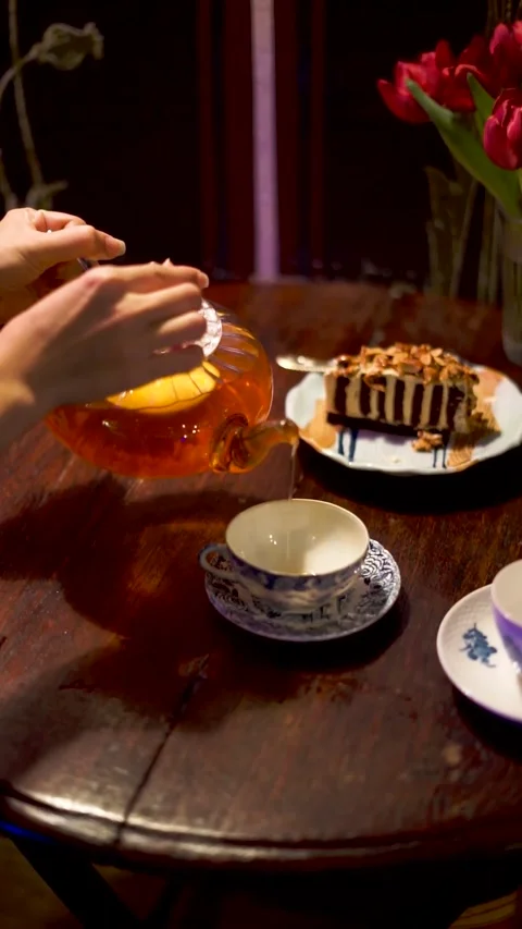 Honey Tea: Sweet Warm Brew Served on Table Stock Footage 343552629